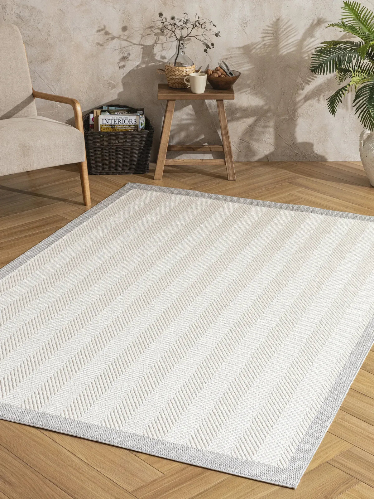 Enzo 01 Krem Gri Kaymaz Tabanlı Sisal Halı