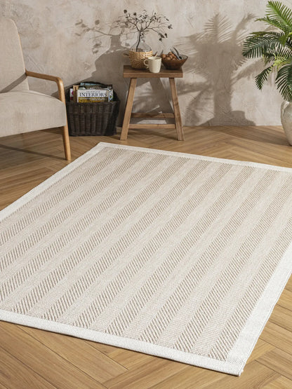 Enzo 02 Bej Krem Kaymaz Tabanlı Sisal Halı
