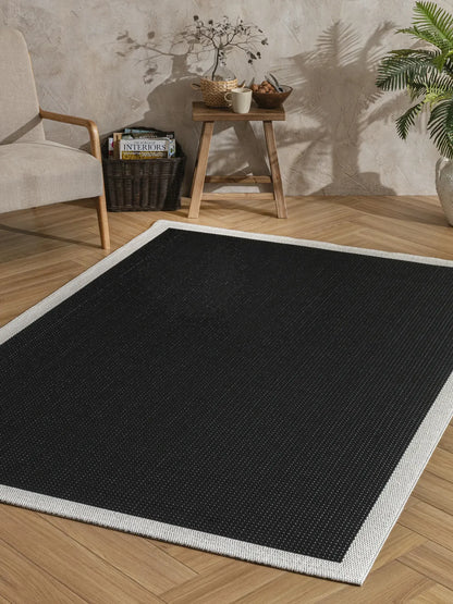 Enzo 05 Black White Kaymaz Tabanlı Sisal Halı