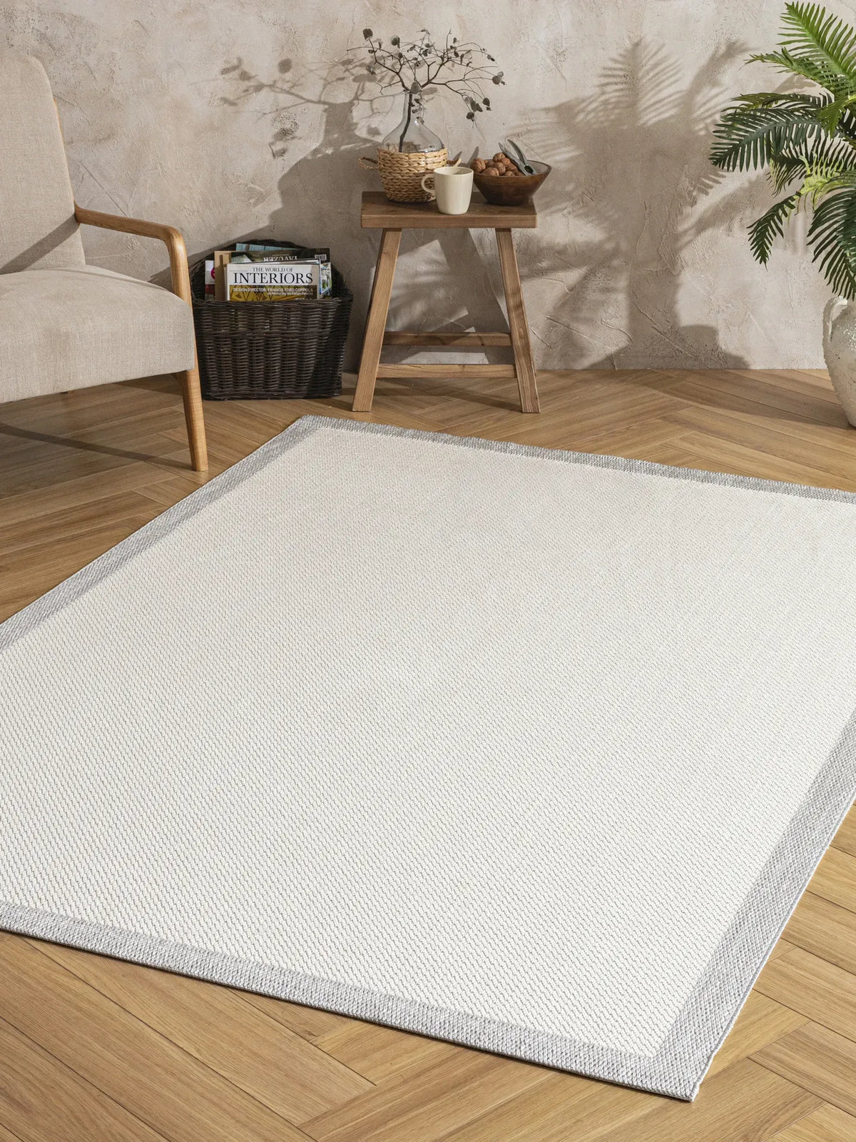 Enzo 06 Krem Gri  Kaymaz Tabanlı Sisal Halı