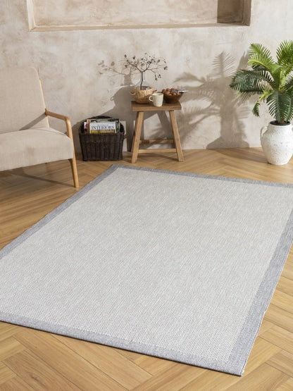 Enzo 08 Krem Antrasit  Kaymaz Tabanlı Sisal Halı