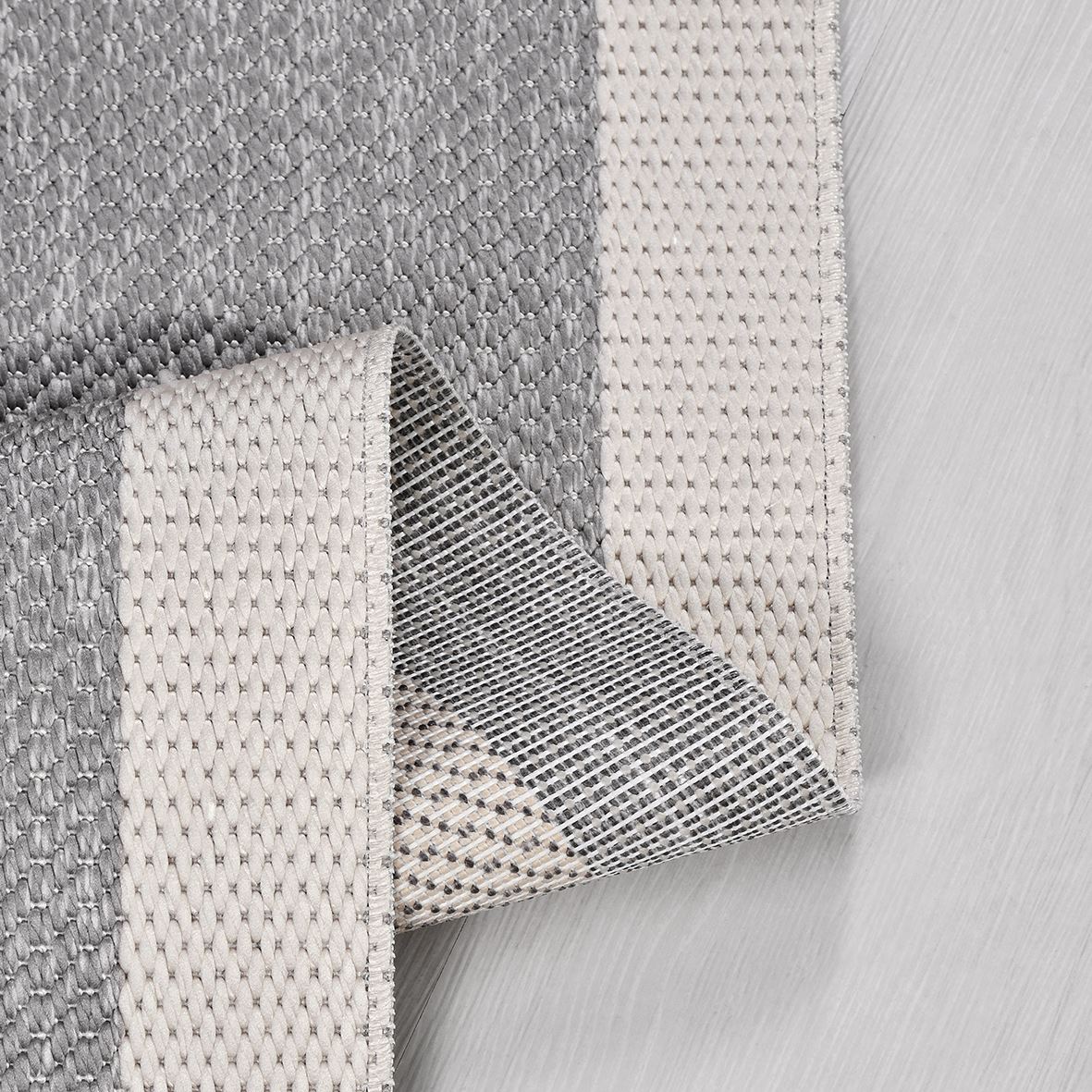 Enzo 07 White Grey  Kaymaz Tabanlı Sisal Halı