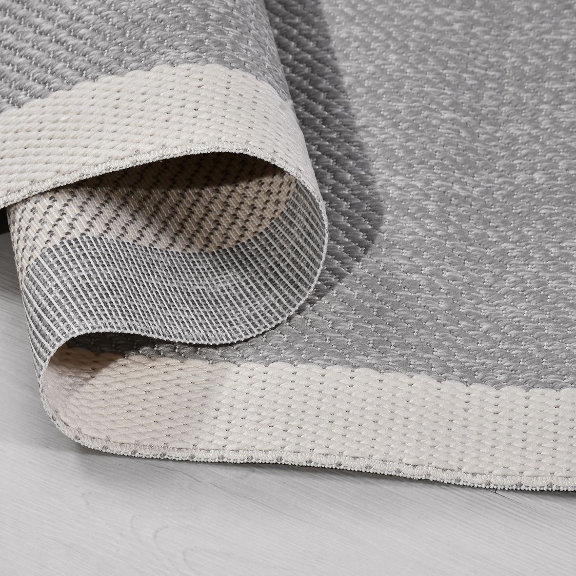 Enzo 07 White Grey  Kaymaz Tabanlı Sisal Halı