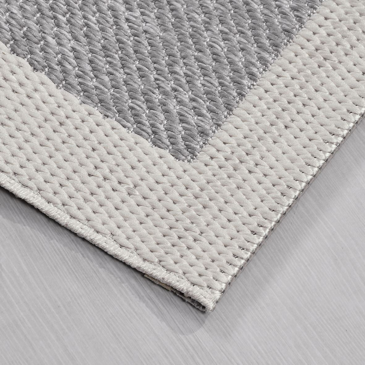 Enzo 07 White Grey  Kaymaz Tabanlı Sisal Halı