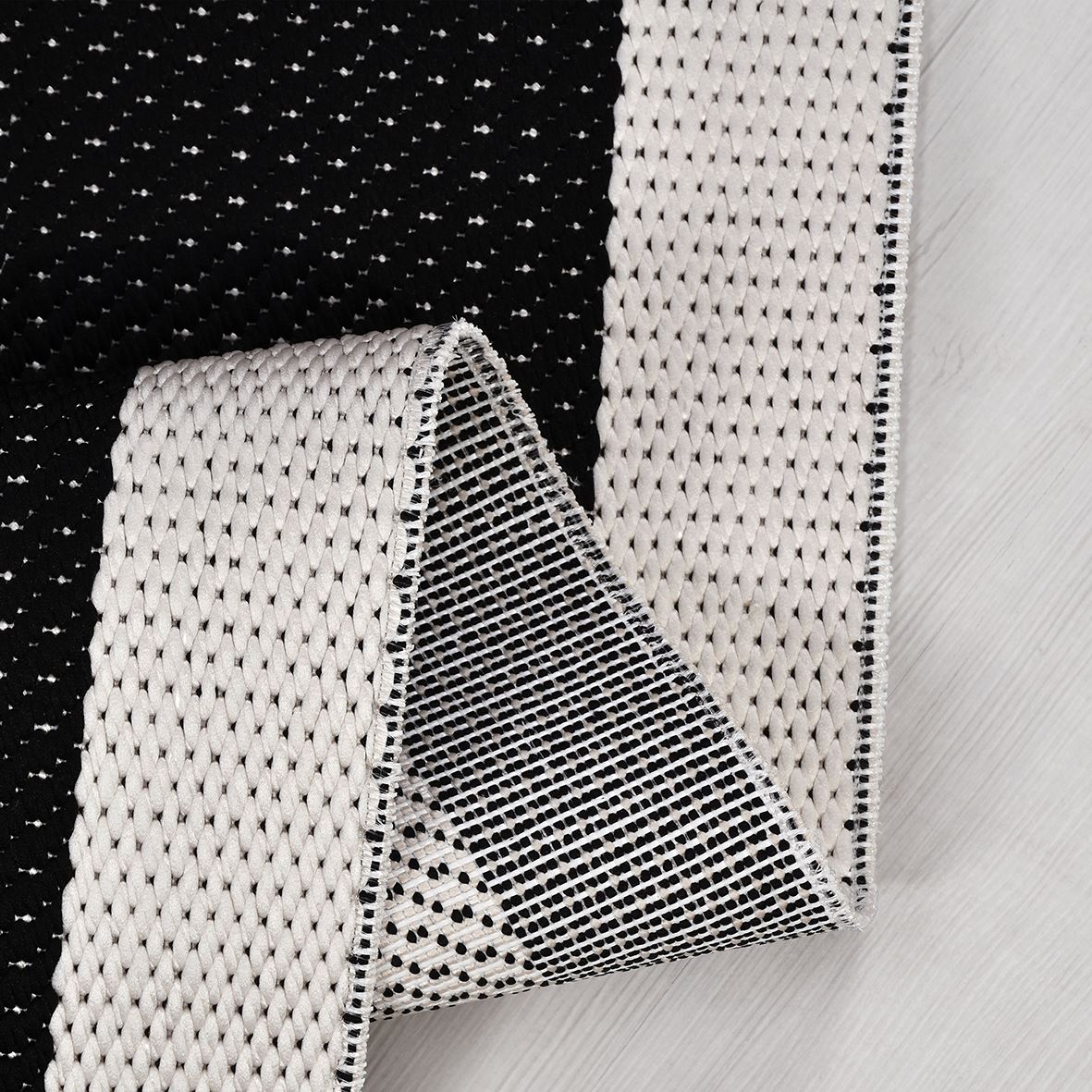 Enzo 05 Black White Kaymaz Tabanlı Sisal Halı